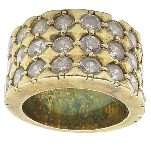 925 Sterling Silver  Vintage Cubic Zirconia Gold Plated Band Ring Sz 6 RG18227