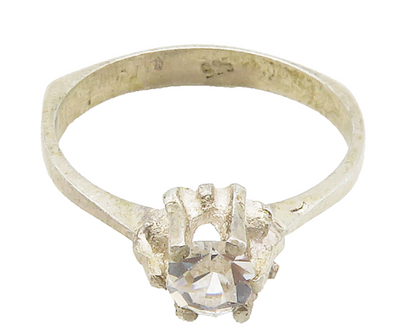 925 Sterling Silver  Prong Set Cubic Zirconia Solitaire Ring Sz 6  RG15522