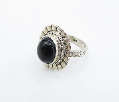 925 Sterling Silver  Vintage Cabochon Black Onyx Cocktail Ring Sz 5.5  RG4524
