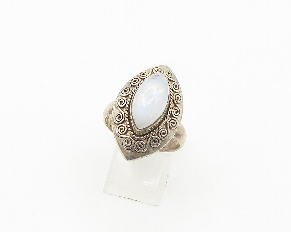 DOUG PAULUS 925 Silver  Vintage Moonstone Swirl Cocktail Ring Sz 9  RG18433