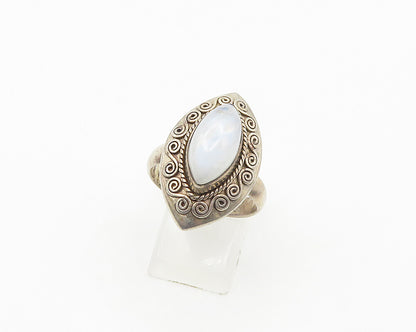 DOUG PAULUS 925 Silver  Vintage Moonstone Swirl Cocktail Ring Sz 9  RG18433