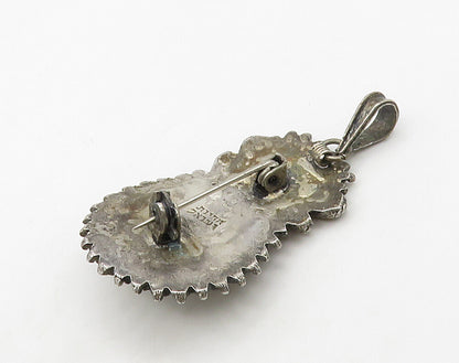 ISRAEL 925 Sterling Silver  Vintage Cabochon Cut Black Onyx Brooch Pin  BP6372
