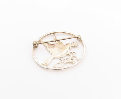 925 Sterling Silver Vintage Brooch Cutout Dove Of Peace  BP11648