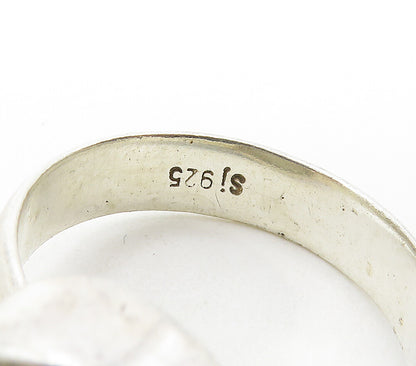 925 Sterling Silver  Vintage Faceted Quartz Smooth Cocktail Ring Sz 7  RG16933
