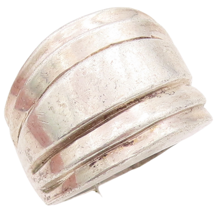 925 Sterling Silver Vintage Ring Solid Large Carved Dome  Sz 7.5  RG28905