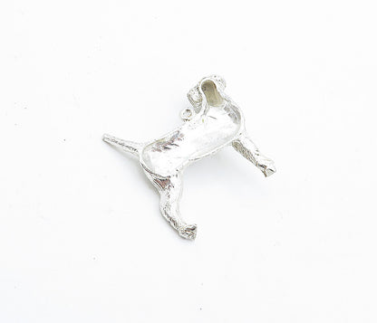 925 Sterling Silver  Vintage Shiny Etched Standing Dog Motif Pendant  PT3493