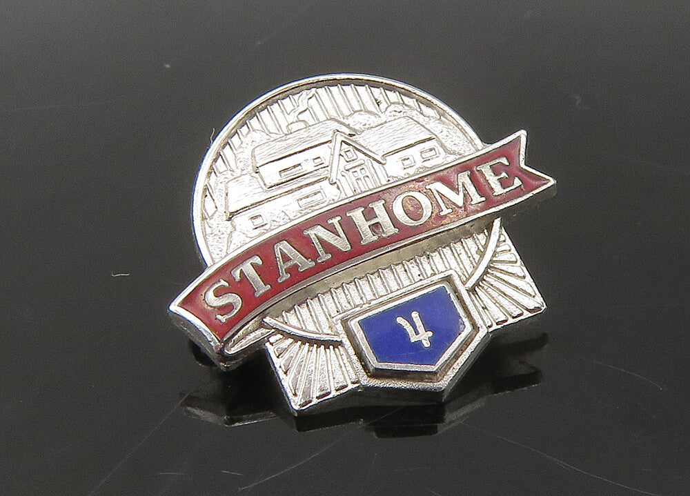 925 Sterling Silver  Vintage Enamel Stanhome Salesman Brooch Pin  BP8667