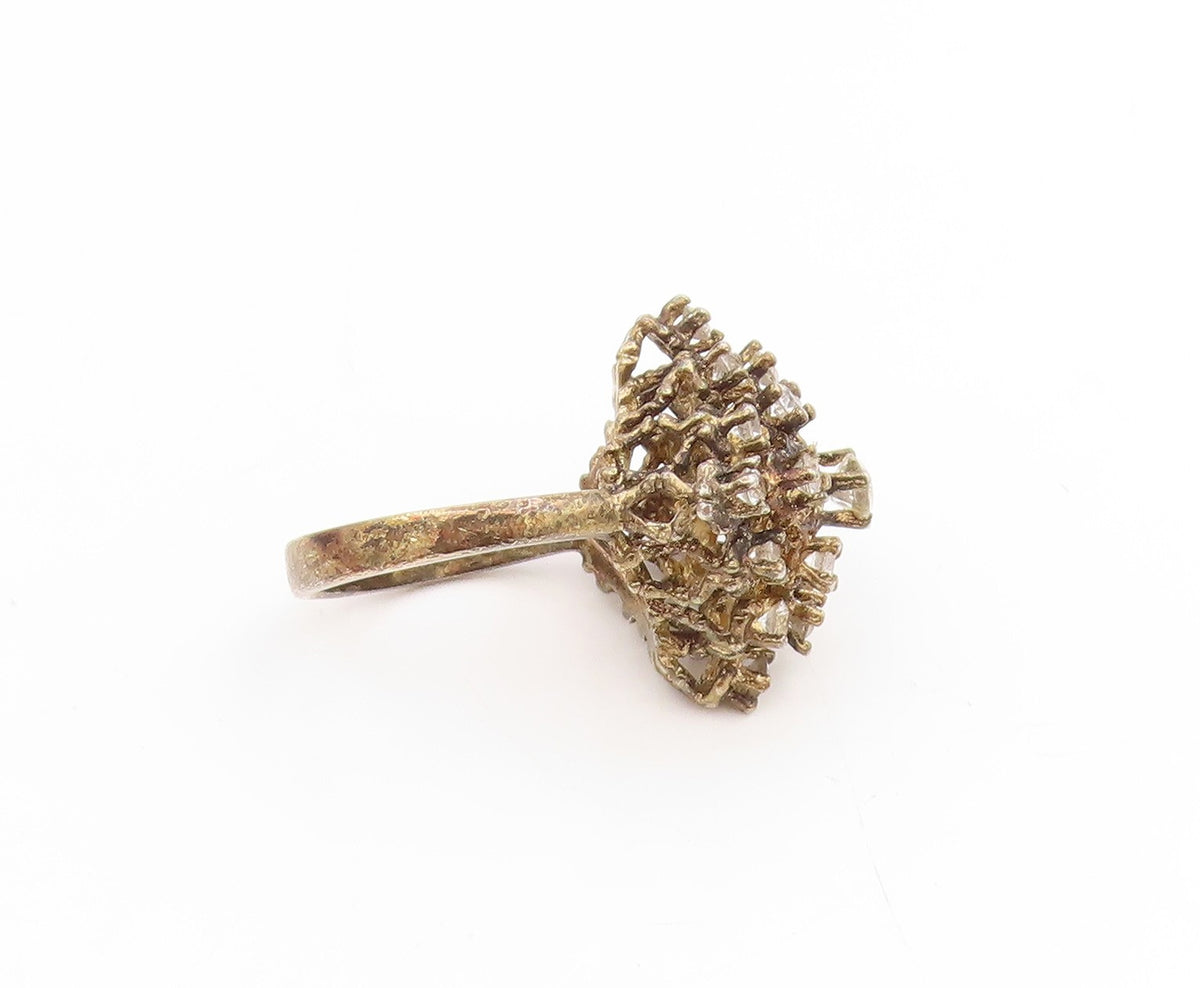 925 Sterling Silver Vintage Ring PANETTA Topaz Cluster Snowflake  Sz 7  RG34690