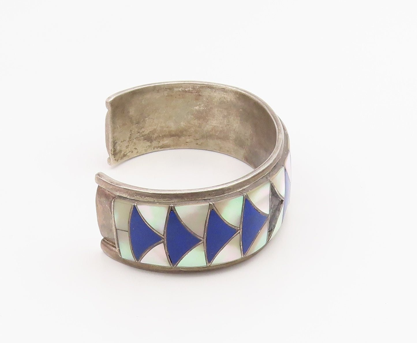 925 Sterling Silver Vintage Bracelet ZUNI ORLINDA NATEWA Gemstone Inlay  BT11894