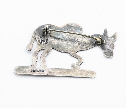 TAXCO 925 Sterling Silver  Vintage Etched Detail Donkey Brooch Pin  BP2809