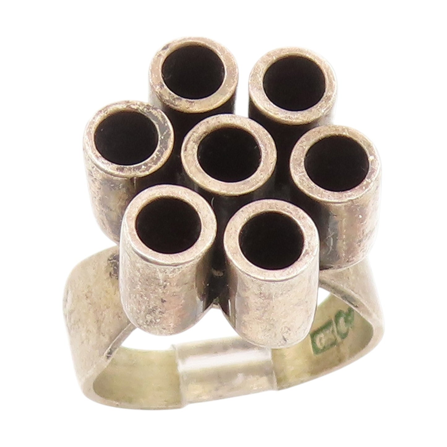 925 Sterling Silver Vintage Ring SWEDEN Geometric Cylinder Cluster Sz 6 RG34693