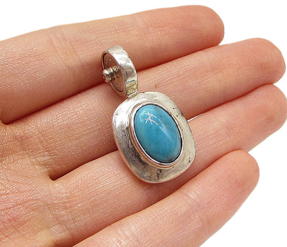 ESPO 925 Sterling Silver  Cabochon Cut Turquoise Drop Stocko Pendant  PT2143