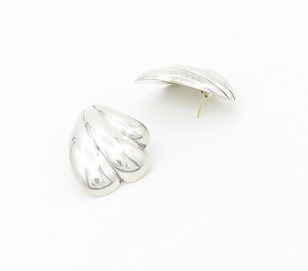 BAYANIHAN 925 Silver & 14K GOLD  Vintage Shiny Fluted Drop Earrings  EG8750