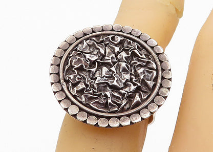 925 Sterling Silver  Vintage Modernist Sculpted Round Band Ring Sz 6.5  RG8099