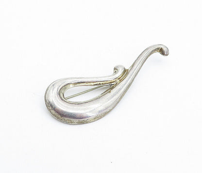 MEXICO 925 Sterling Silver  Vintage Shiny Smooth Swirl Brooch Pin  BP1411