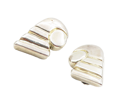 ELECTROFORMED 925 Silver Vintage Modernist Hollow Non Pierce Earrings EG4683