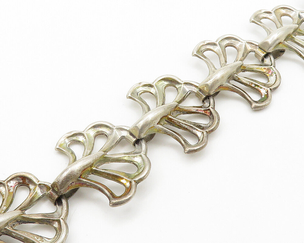 LANG 925 Sterling Silver  Vintage Antique Floral Motif Chain Bracelet  BT7959