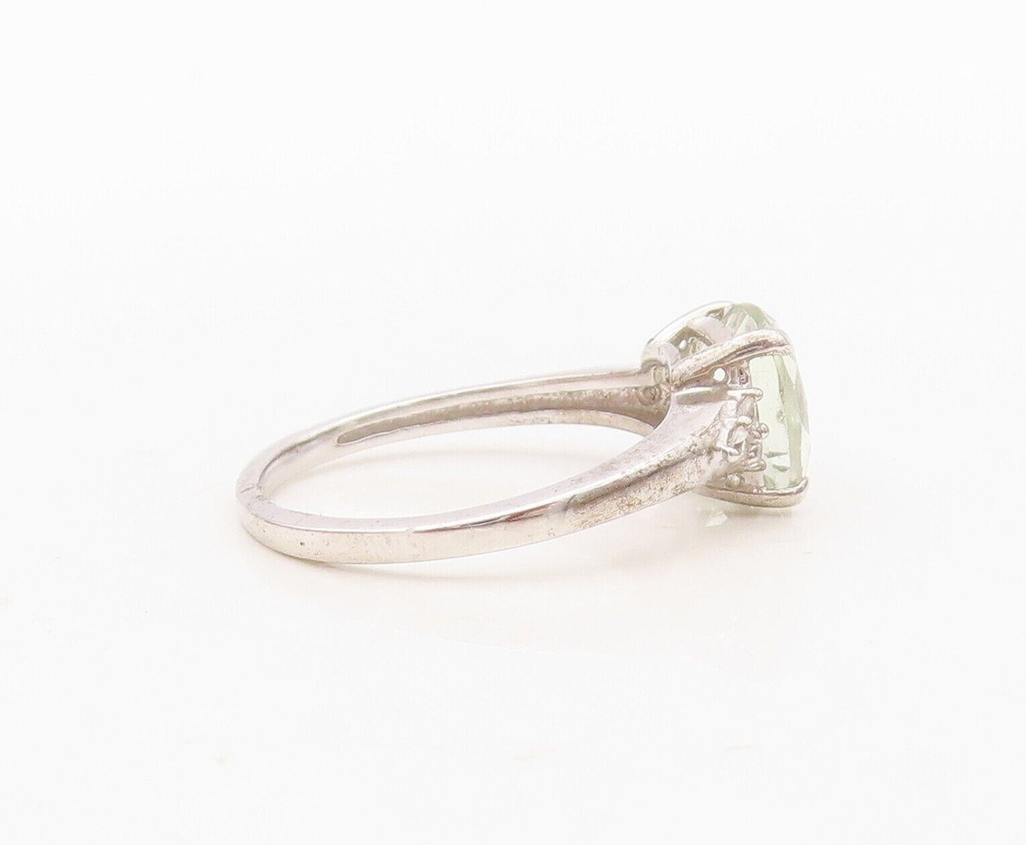 925 Sterling Silver Vintage Ring Minimalist Square Cut Topaz  Sz 7  RG30397