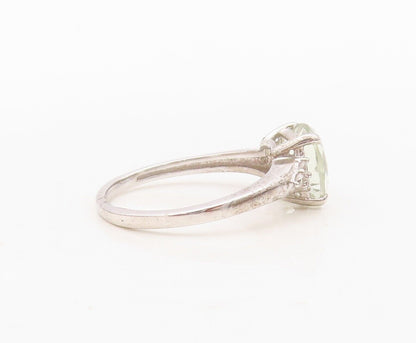 925 Sterling Silver Vintage Ring Minimalist Square Cut Topaz  Sz 7  RG30397