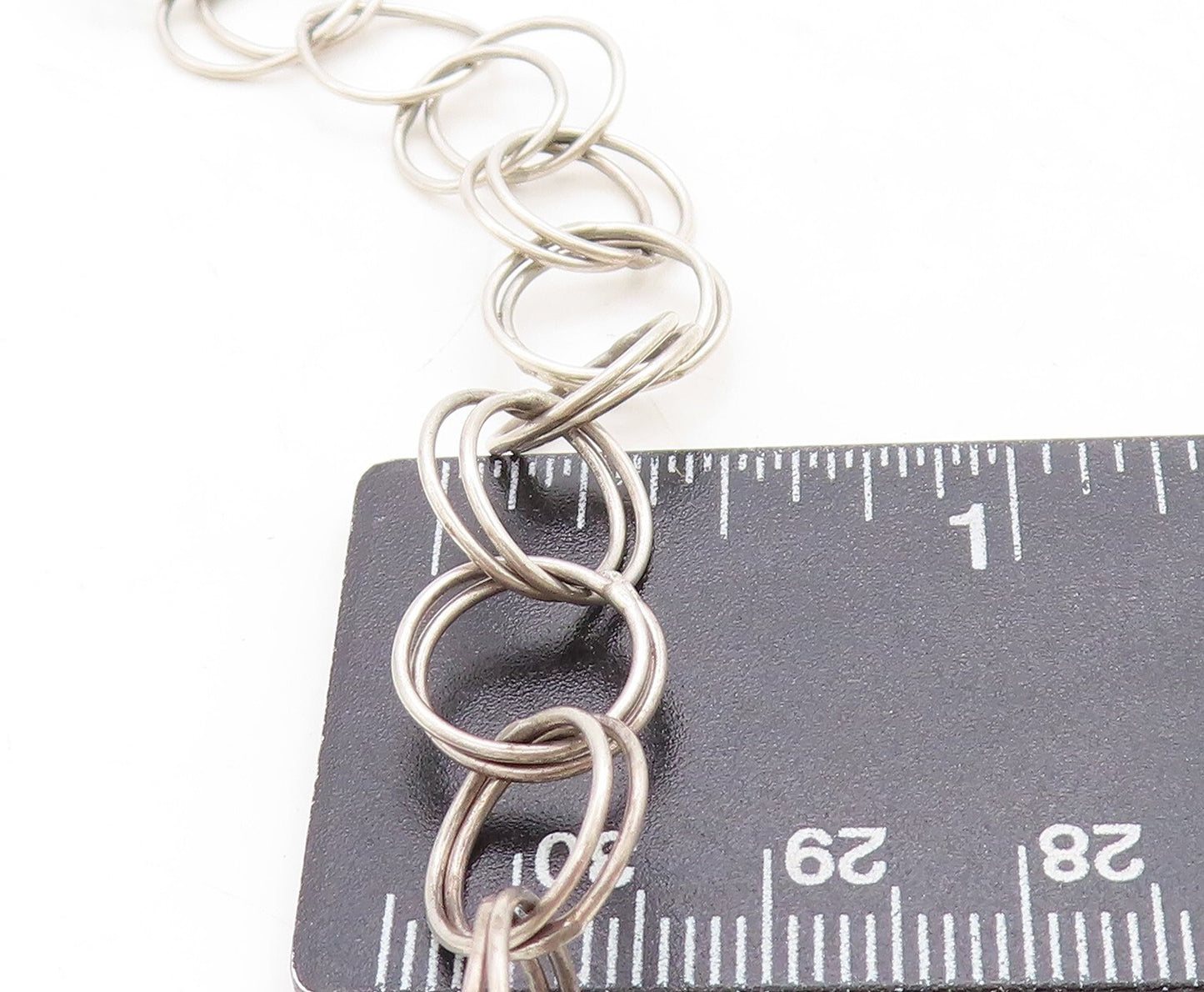 925 Sterling Silver  Vintage Cabochon Cut Green Jasper Chain Necklace  NE2149
