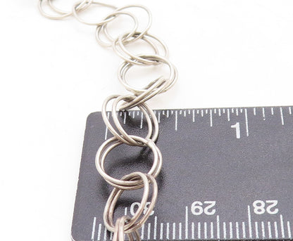 925 Sterling Silver  Vintage Cabochon Cut Green Jasper Chain Necklace  NE2149