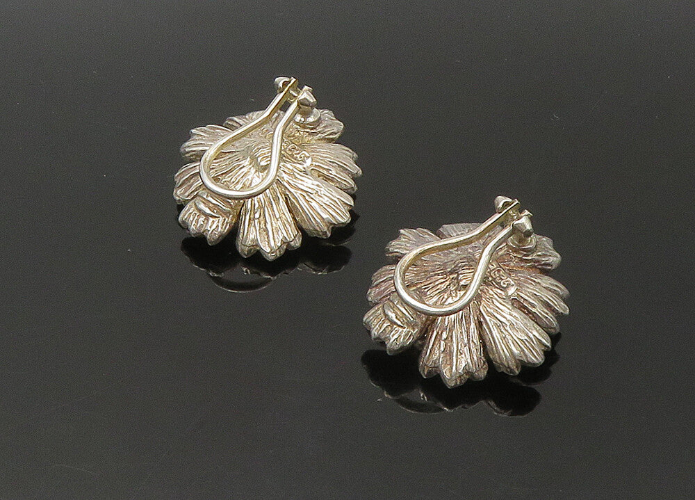 ESPO SIG 925 Silver & 14K GOLD  Vintage Flower Non Pierce Earrings  EG11091