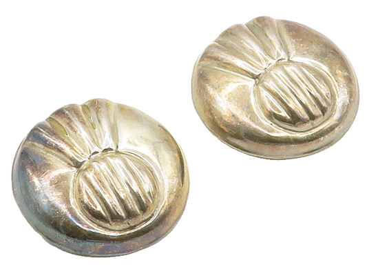 MEXICO 925 Silver  Vintage Hollow Fluted Design Non Pierce Earrings  EG8444