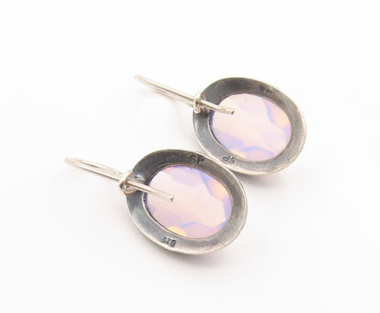925 Sterling Silver Vintage Earrings EUROPE Faceted Opal Elegant Dangle  EG14152