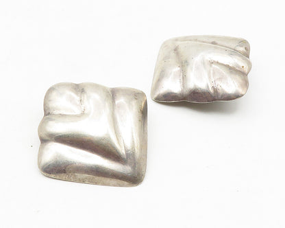 MEXICO 925 Sterling Silver  Vintage Hollow Square Non Pierce Earrings  EG5651
