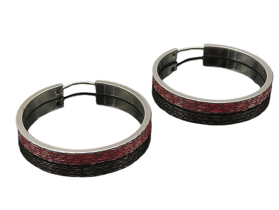GUESS ITALY 925 Sterling Silver  Vintage Monogram Logo Hoop Earrings  EG6318