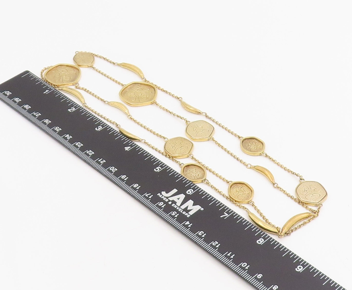 925 Sterling Silver Vintage Necklace Gold Plated Disc Medallion Chain  NE4693