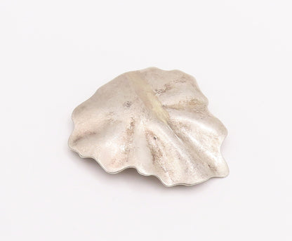925 Sterling Silver Vintage Pendant Brutalist Solid Cutout Canadian Leaf PT23285