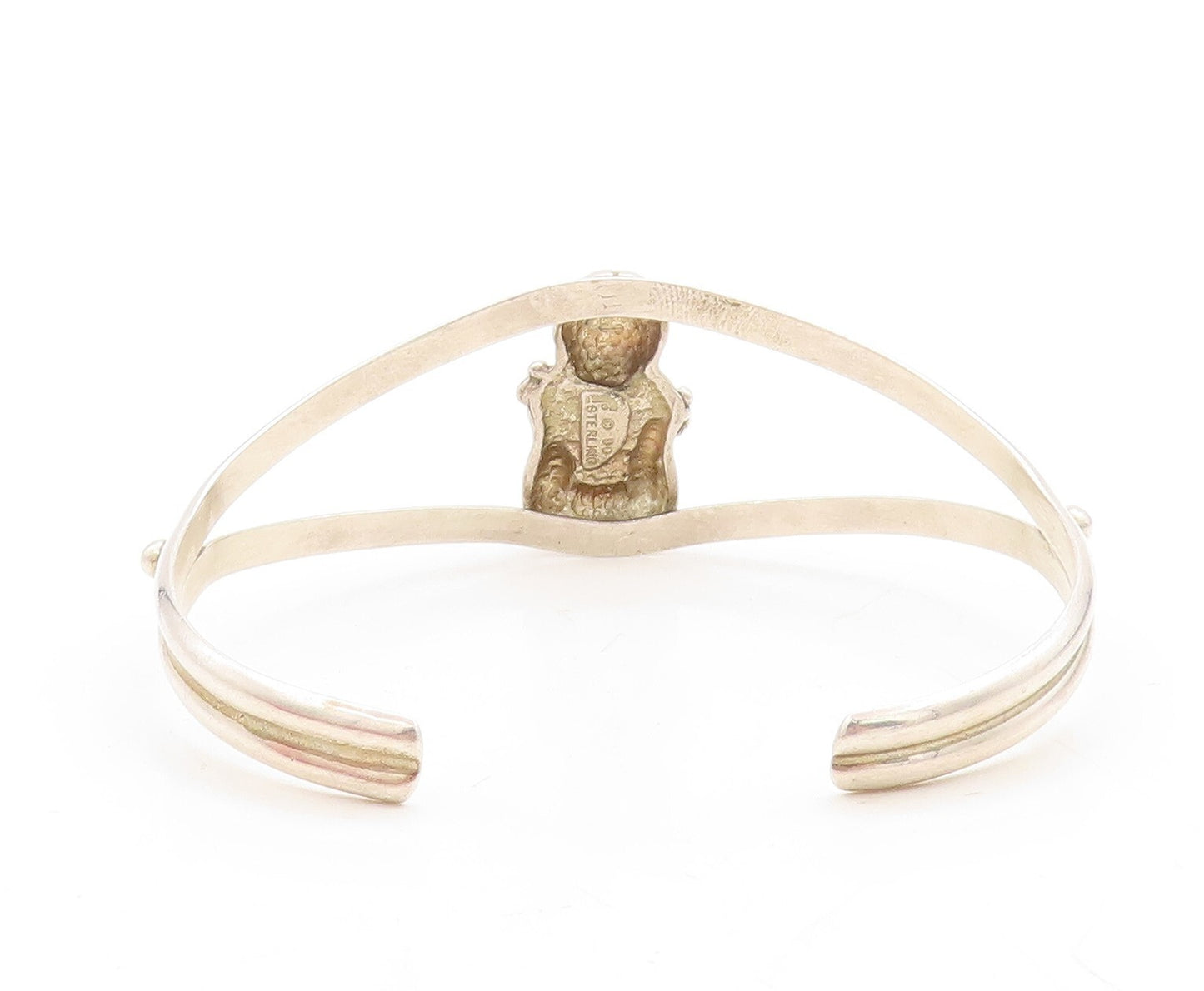 925 Sterling Silver Vintage Bracelet CAROL FELLY Cutout Crying Baby Cuff BT10950