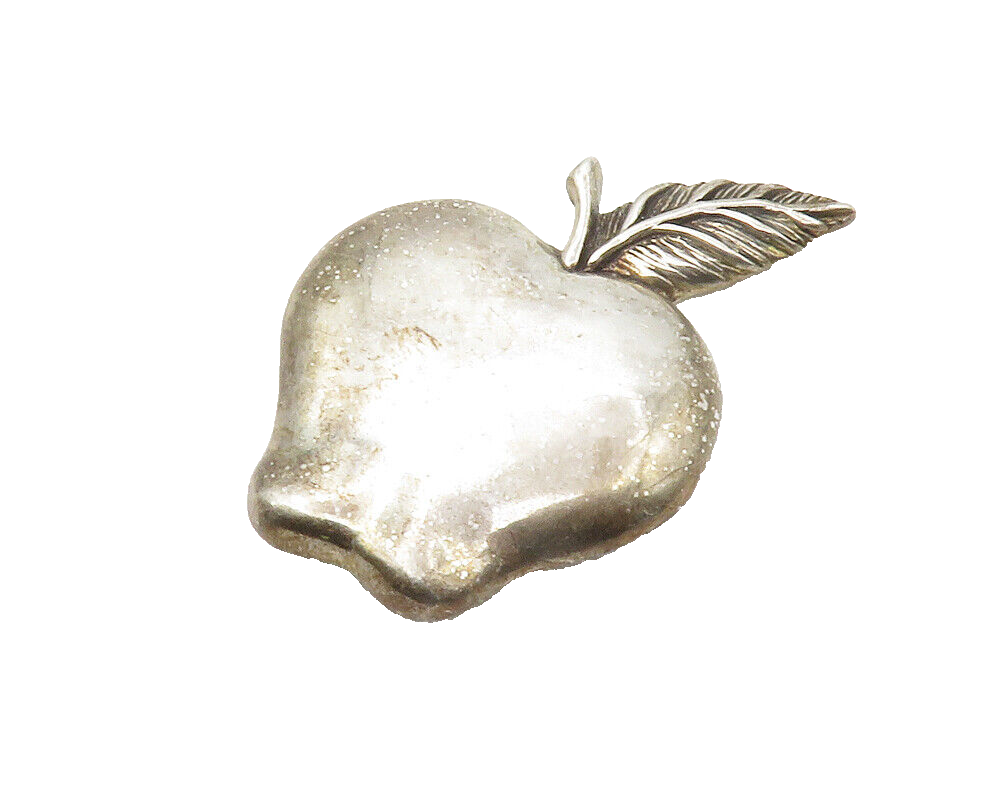 DE MATTEO 925 Sterling Silver  Vintage Apple Fruit Motif Brooch Pin  BP5467