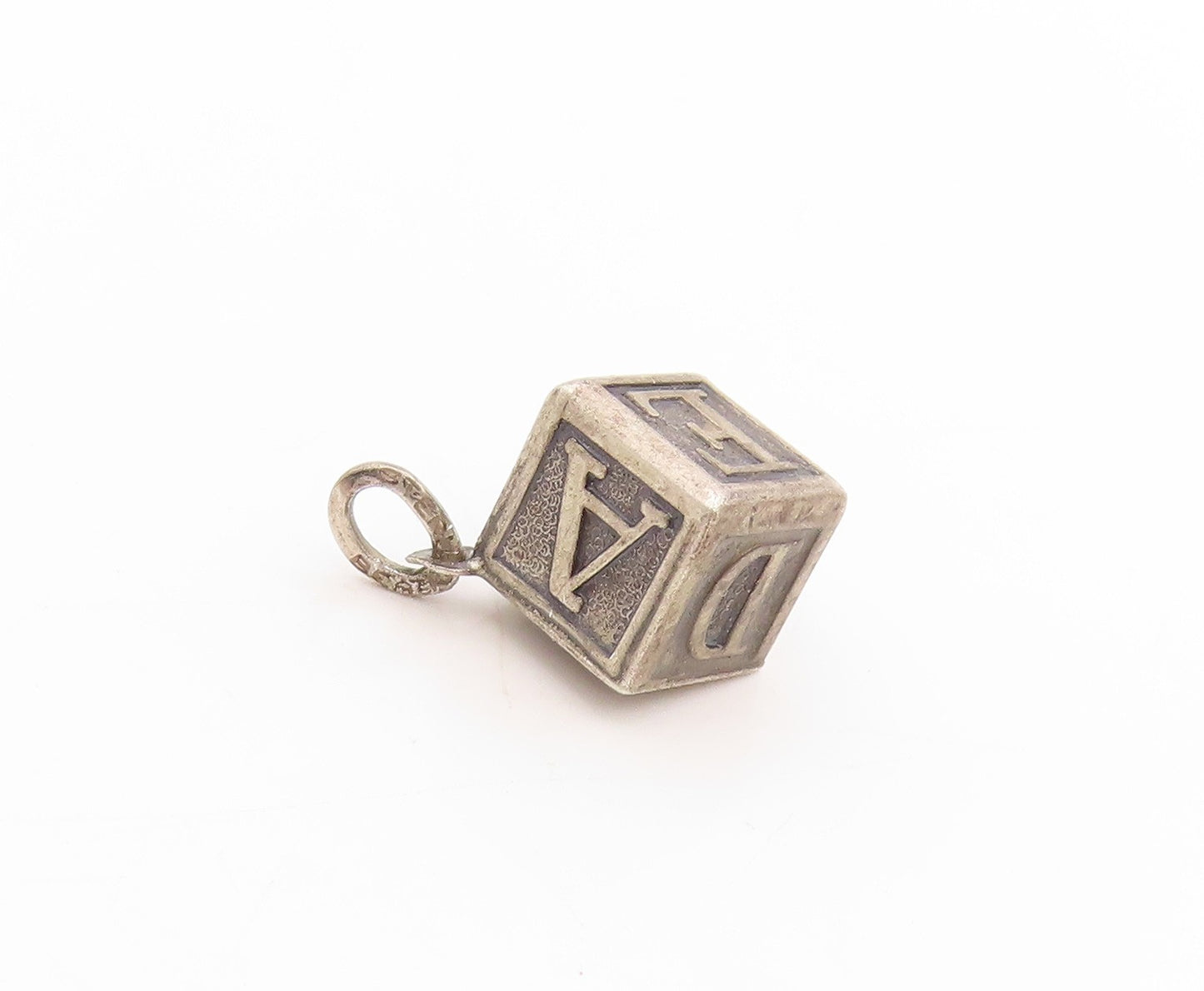 925 Sterling Silver Vintage Pendant BEAU Alphabet Letters Block Charm  PT25000