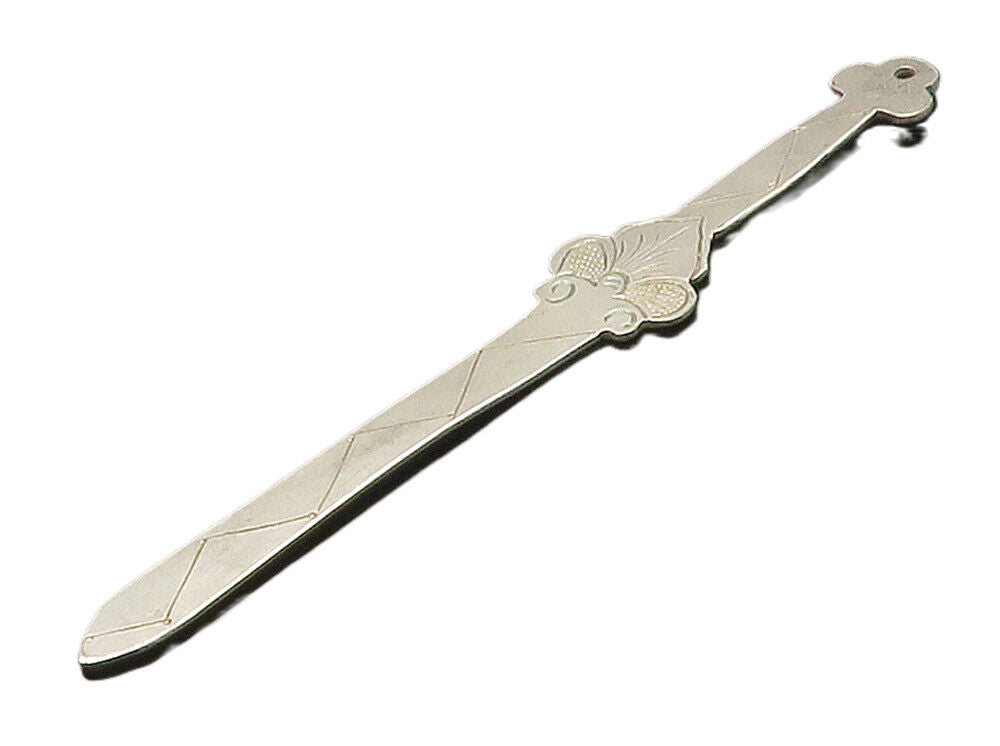 925 Sterling Silver  Vintage Floral Etched Detail Sword Motif Pendant  PT12844