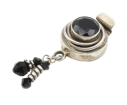925 Sterling Silver Vintage Faceted Black Hematite Necklace Clasp  TR2593