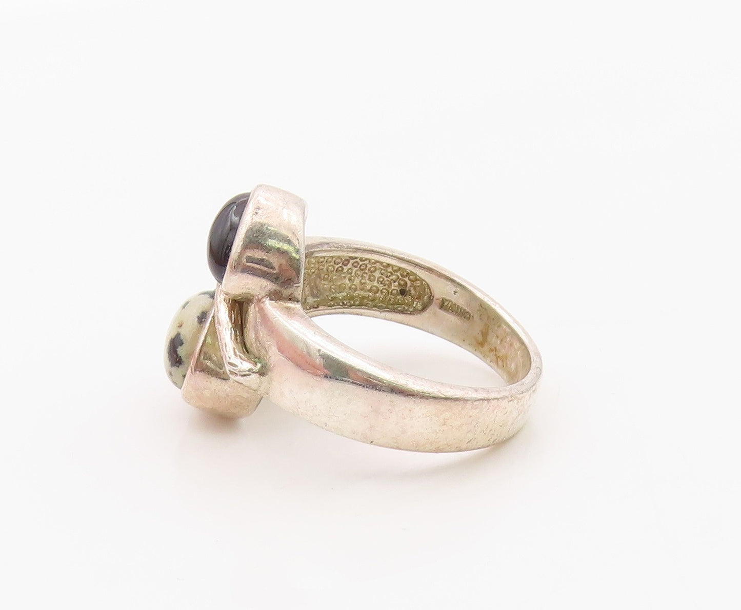 925 Sterling Silver Vintage Ring WHITNEY KELLY Jasper & Onyx Band  Sz 8  RG36390
