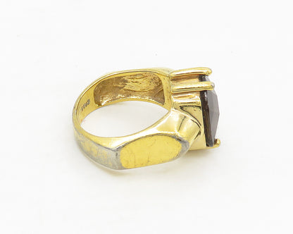 DAVID SIGAL 925 Silver  Smoky Topaz Gold Plated Cocktail Ring Sz 8.5  RG17400