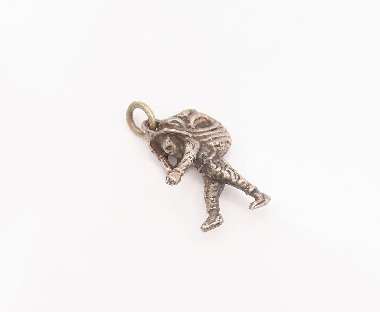 925 Sterling Silver Vintage Pendant 3D Carved Mountain Climber Man Charm PT22910