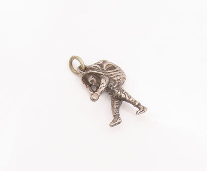925 Sterling Silver Vintage Pendant 3D Carved Mountain Climber Man Charm PT22910