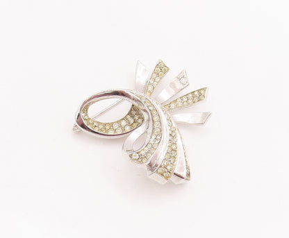 925 Sterling Silver Vintage Brooch Pin DEWEES Topaz Inlay Swirl Carved  BP10856