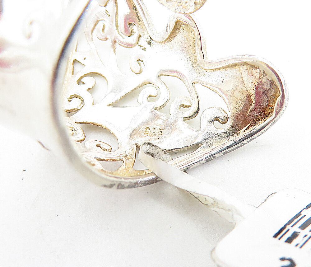 925 Sterling Silver Polished Swirl Floral Leaf Vine Bypass Ring Sz 6 RG6869