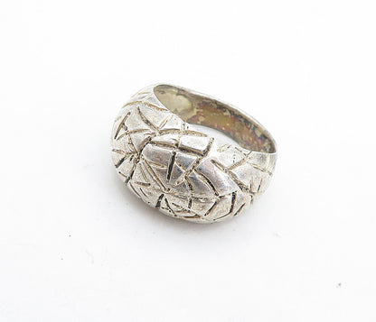 925 Sterling Silver  Vintage Chiseled Design Dome Band Ring Sz 6.5  RG6000