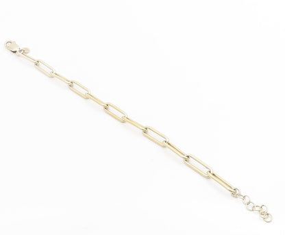 925 Sterling Silver Vintage Bracelet Gold Plated Classic Paperclip Link  BT11827