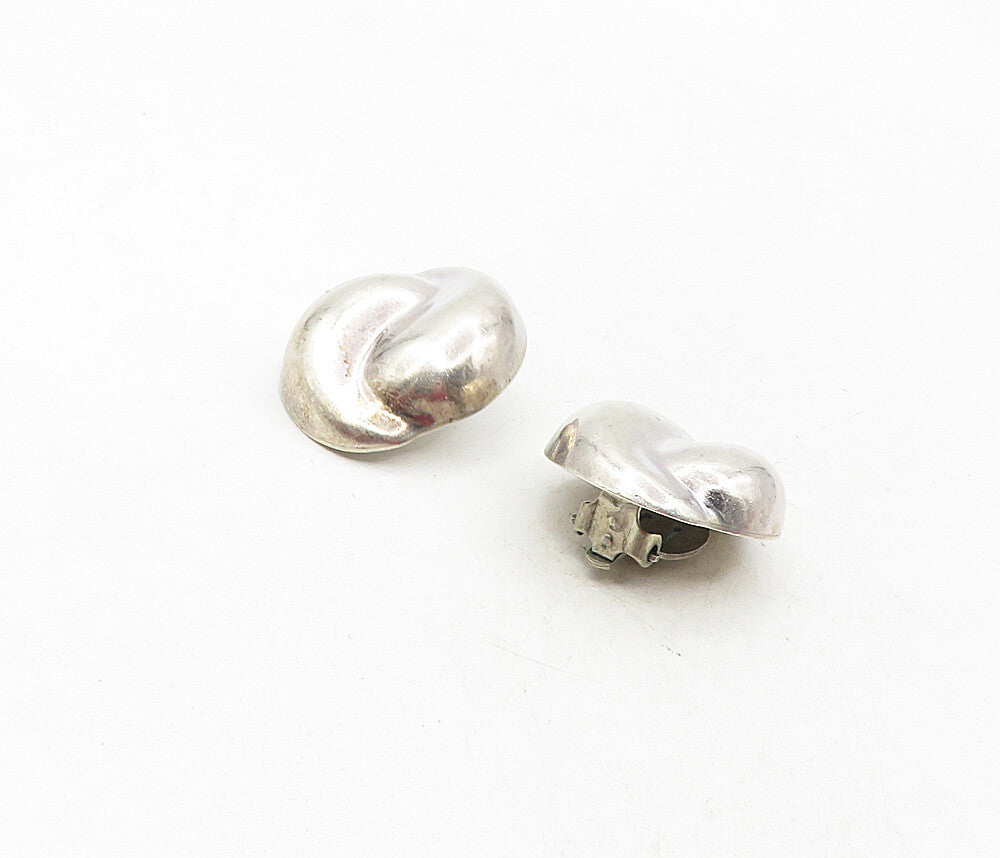 BARRA 925 Sterling Silver  Vintage Shiny Smooth Non Pierce Earrings  EG4813