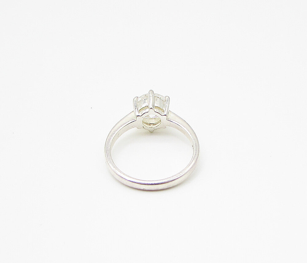 925 Sterling Silver  White Cubic Zirconia Engagement Ring Sz 7.5  RG2946