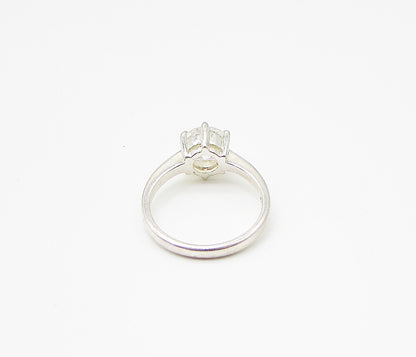 925 Sterling Silver  White Cubic Zirconia Engagement Ring Sz 7.5  RG2946
