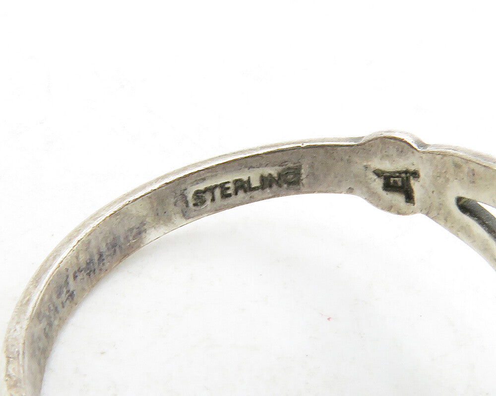 POST BELL TRADING 925 Silver  Vintage Abalone Split Band Ring Sz 6.5  RG13228