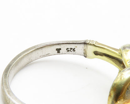 925 Sterling Silver  Vintage Genuine Diamonds Floral Band Ring Sz 7.5  RG14298
